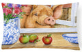 Pig trying to reach the Apple in the Window Decorative Throw Pillow 12x16 Indoor Outdoor Accent Cushion, Fabric Cover with Insert for Sofa, Bed, Porch & Living Room