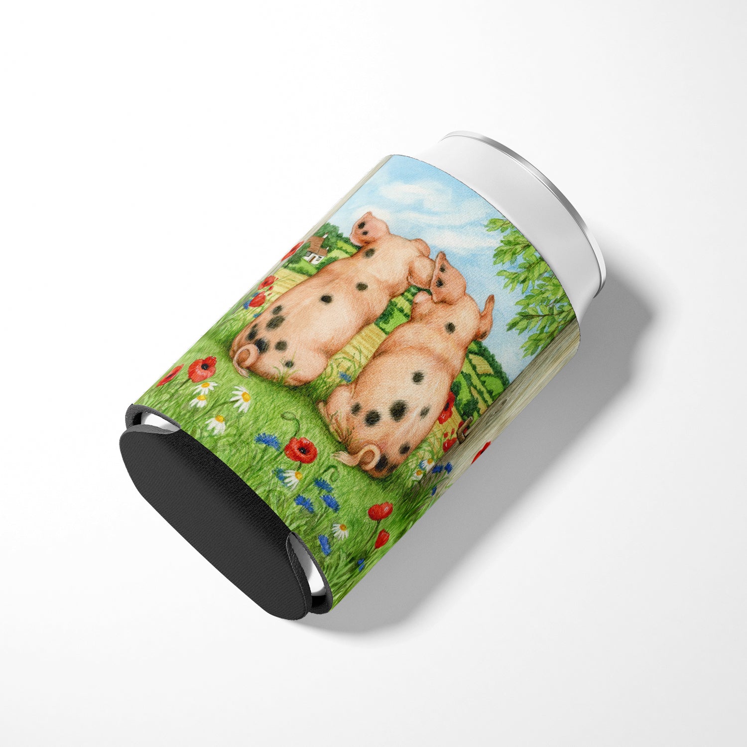 Pigs Side By Side by Debbie Cook Can or Bottle Hugger Cooler Sleeve for Standard 12 oz Cans, Insulated Foam Beer & Soda Can Hugger Reusable