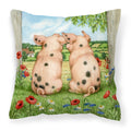 Pigs Side By Side by Debbie Cook Decorative Throw Pillow 18x18 Indoor Outdoor Accent Cushion, Fabric Cover with Insert for Sofa, Bed, Porch & Living Room