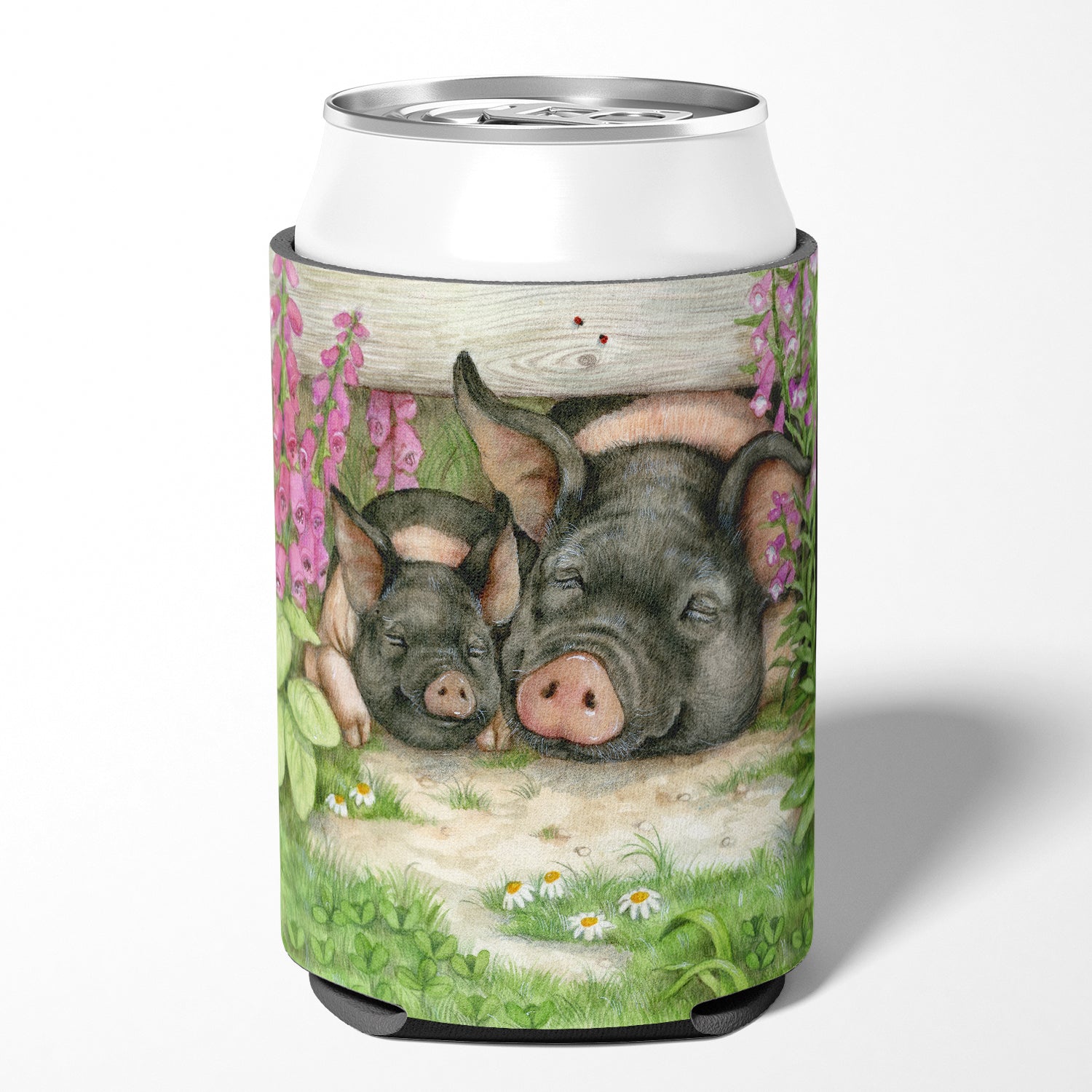 Pigs Under The Fence by Debbie Cook Can or Bottle Hugger Cooler Sleeve for Standard 12 oz Cans, Insulated Foam Beer & Soda Can Hugger Reusable