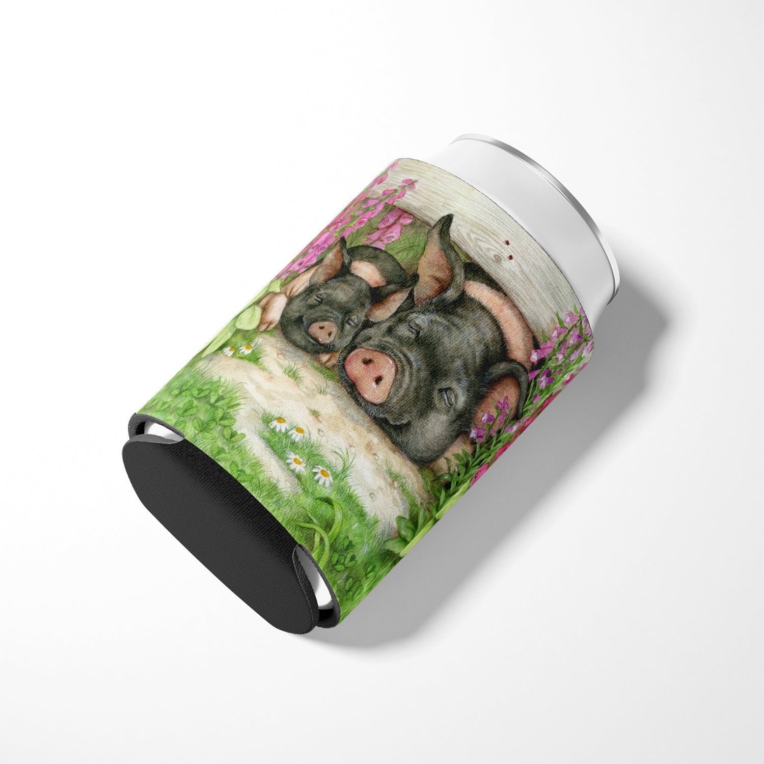 Pigs Under The Fence by Debbie Cook Can or Bottle Hugger Cooler Sleeve for Standard 12 oz Cans, Insulated Foam Beer & Soda Can Hugger Reusable