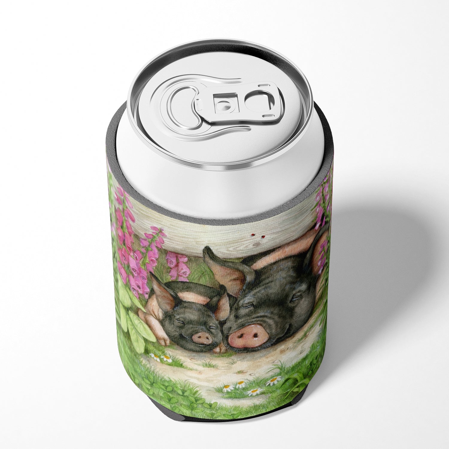 Pigs Under The Fence by Debbie Cook Can or Bottle Hugger Cooler Sleeve for Standard 12 oz Cans, Insulated Foam Beer & Soda Can Hugger Reusable