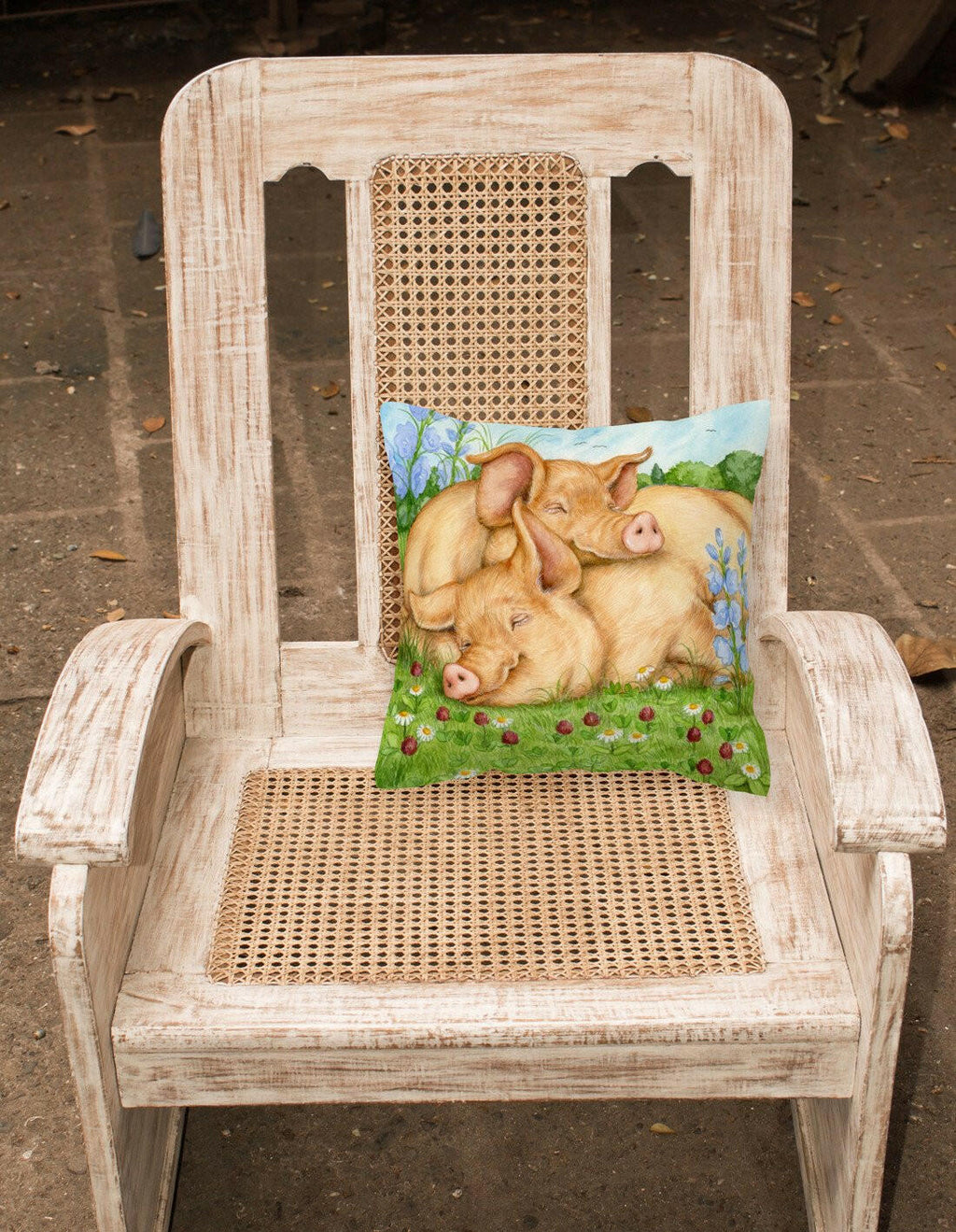 Pigs Tamworths In Clover Decorative Throw Pillow 14x14 Indoor Outdoor Accent Cushion, Fabric Cover with Insert for Sofa, Bed, Porch & Living Room