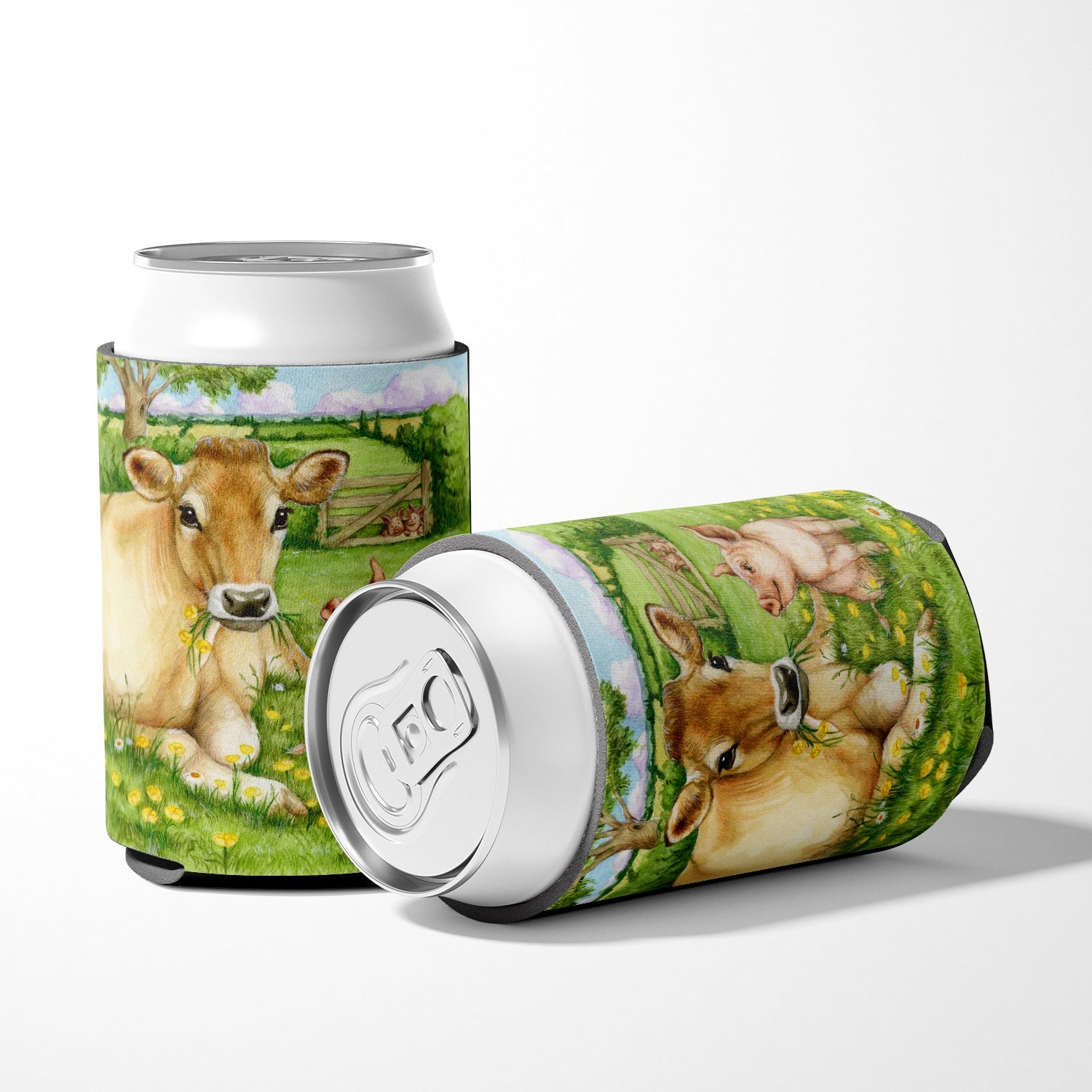 Pigs and Cow Good Friends Can or Bottle Hugger Cooler Sleeve for Standard 12 oz Cans, Insulated Foam Beer & Soda Can Hugger Reusable