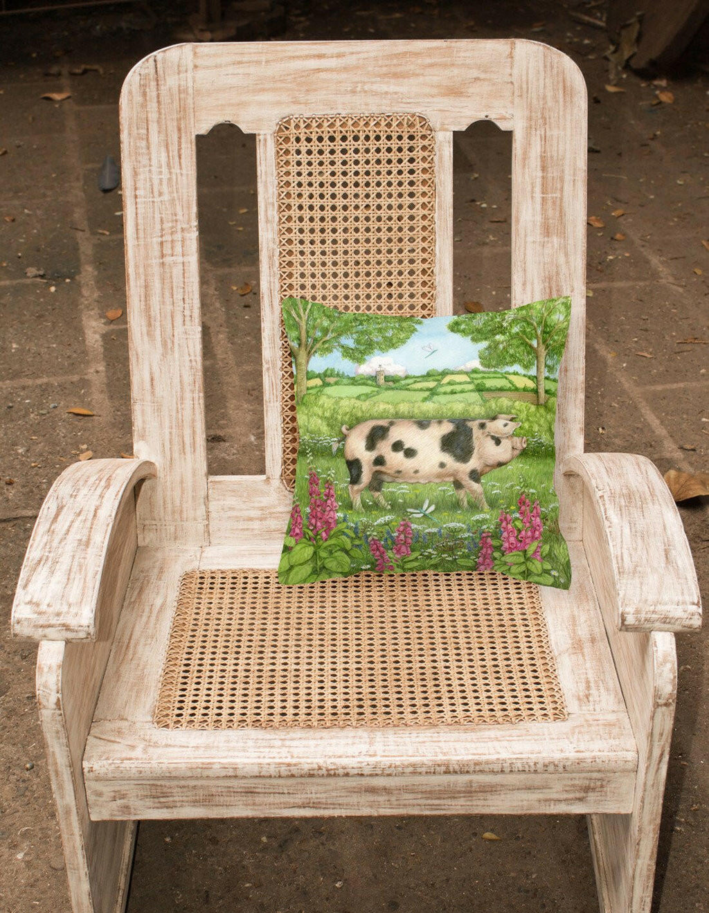 Pigs Meadowsweet by Debbie Cook Decorative Throw Pillow 14x14 Indoor Outdoor Accent Cushion, Fabric Cover with Insert for Sofa, Bed, Porch & Living Room