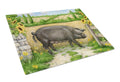 Black Pig with Sunflowers Cutting Board Tempered Glass Kitchen Cutting Surface, Heat Resistant Chopping, Non-Slip Feet, Food Prep & Serving