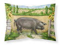 Black Pig with Sunflowers Standard Pillowcase Lightweight Super Soft Easy Care Decorative Artwork Pillowcase, Standard