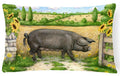 Black Pig with Sunflowers Decorative Throw Pillow 12x16 Indoor Outdoor Accent Cushion, Fabric Cover with Insert for Sofa, Bed, Porch & Living Room