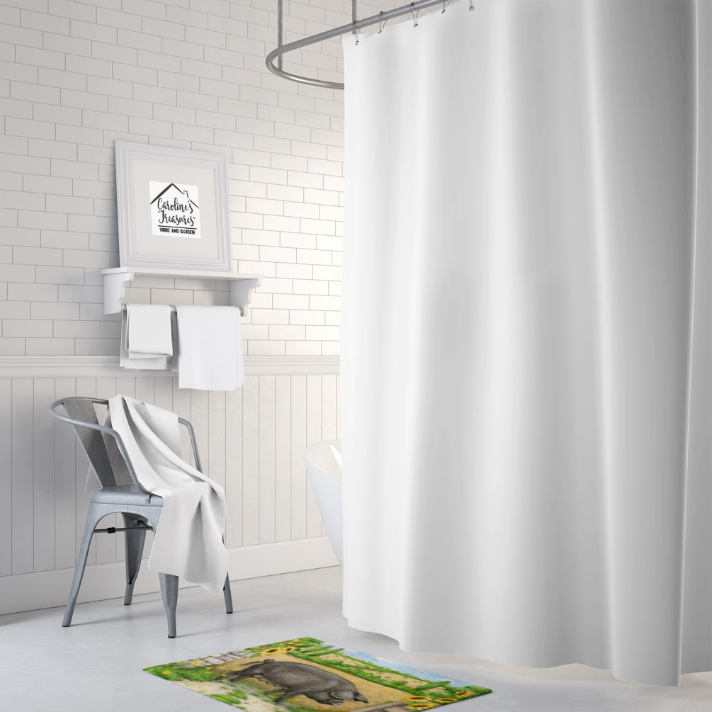 Black Pig with Sunflowers Memory Foam Kitchen Mat Machine Washable Anti-Fatigue Cushion Comfort Bath or Kitchen Rug