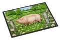 Pig In Dasies by Debbie Cook Doormat Indoor Outdoor 18H X 27W Front Door Mat Rugs for Entryway, Non Slip Washable