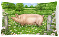 Pig In Dasies by Debbie Cook Decorative Throw Pillow 12x16 Indoor Outdoor Accent Cushion, Fabric Cover with Insert for Sofa, Bed, Porch & Living Room