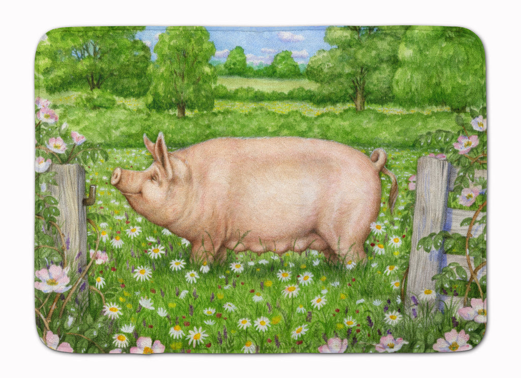 Pig In Dasies by Debbie Cook Memory Foam Kitchen Mat Machine Washable Anti-Fatigue Cushion Comfort Bath or Kitchen Rug