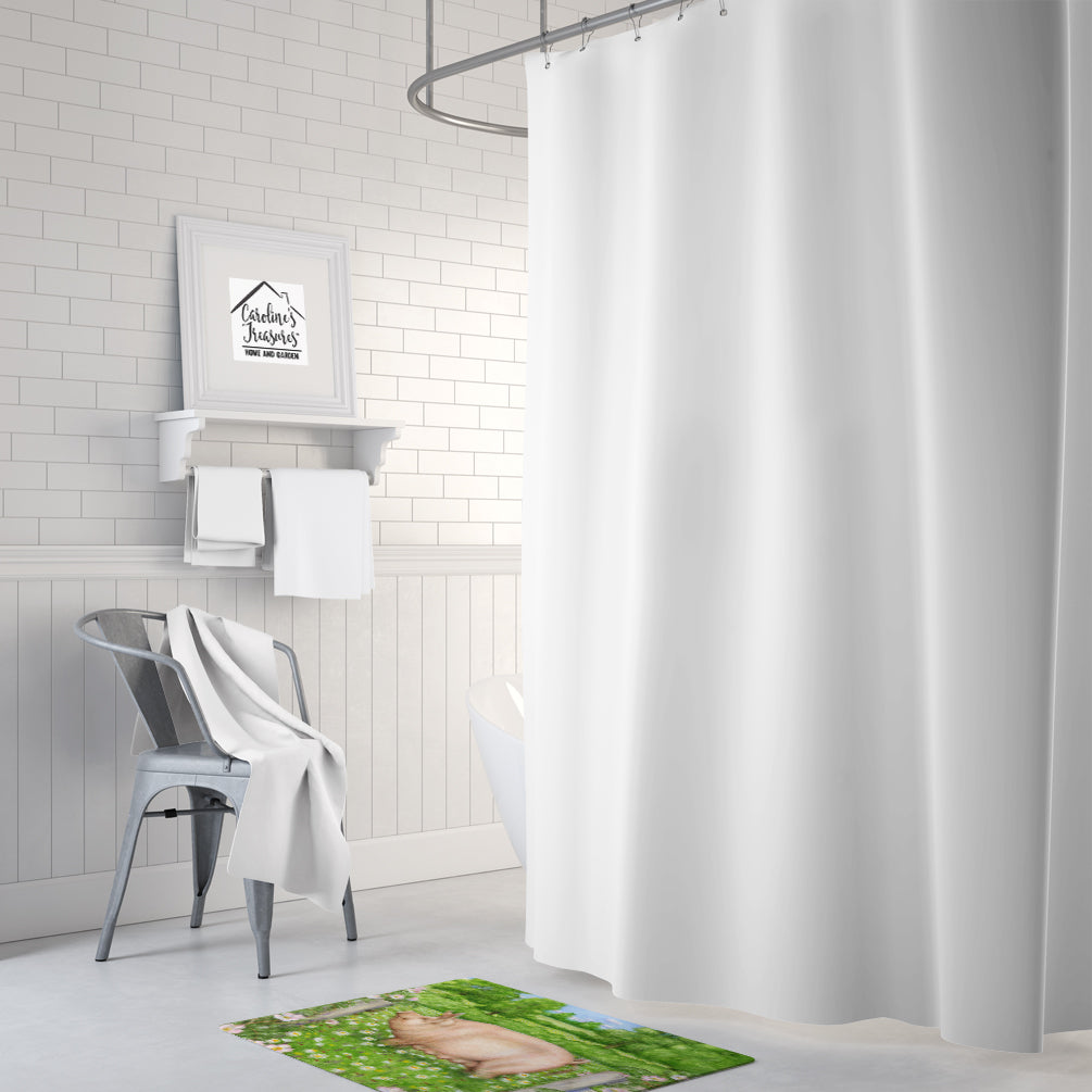 Pig In Dasies by Debbie Cook Memory Foam Kitchen Mat Machine Washable Anti-Fatigue Cushion Comfort Bath or Kitchen Rug