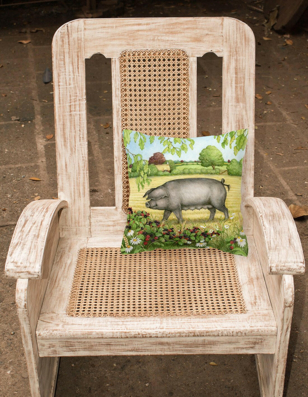 Pigs Bramble in Berries Decorative Throw Pillow 14x14 Indoor Outdoor Accent Cushion, Fabric Cover with Insert for Sofa, Bed, Porch & Living Room