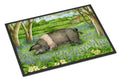 Pig In Bluebells by Debbie Cook Doormat Indoor Outdoor 24H X 36W Front Door Mat Rugs for Entryway, Non Slip Washable Low Pile,