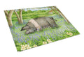 Pig In Bluebells by Debbie Cook Cutting Board Tempered Glass Kitchen Cutting Surface, Heat Resistant Chopping, Non-Slip Feet, Food Prep & Serving