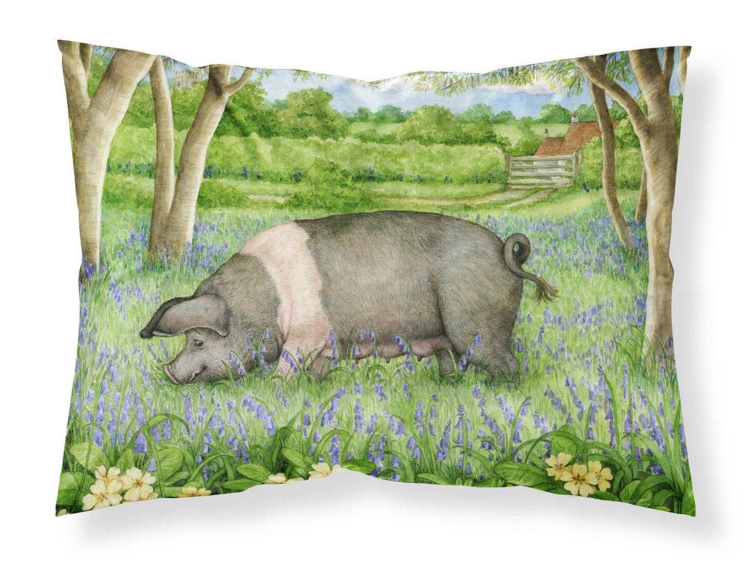 Pig In Bluebells by Debbie Cook Standard Pillowcase Lightweight Super Soft Easy Care Decorative Artwork Pillowcase, Standard