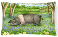 Pig In Bluebells by Debbie Cook Decorative Throw Pillow 12x16 Indoor Outdoor Accent Cushion, Fabric Cover with Insert for Sofa, Bed, Porch & Living Room
