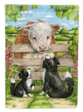 Bull and Pup Friends by Debbie Cook House Flag 28x40 Porch Sleeve Pole Decorative Outside Yard Banner Artwork Wall Hanging, Polyester