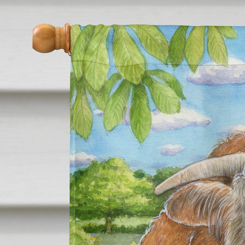 Bull and Pup Friends by Debbie Cook House Flag 28x40 Porch Sleeve Pole Decorative Outside Yard Banner Artwork Wall Hanging, Polyester