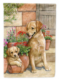 Father and Son Yellow Labrador House Flag 28x40 Porch Sleeve Pole Decorative Outside Yard Banner Artwork Wall Hanging, Polyester