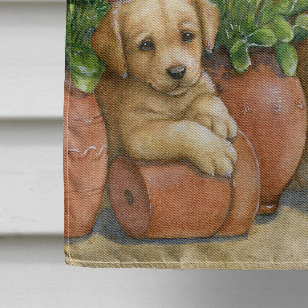 Father and Son Yellow Labrador House Flag 28x40 Porch Sleeve Pole Decorative Outside Yard Banner Artwork Wall Hanging, Polyester