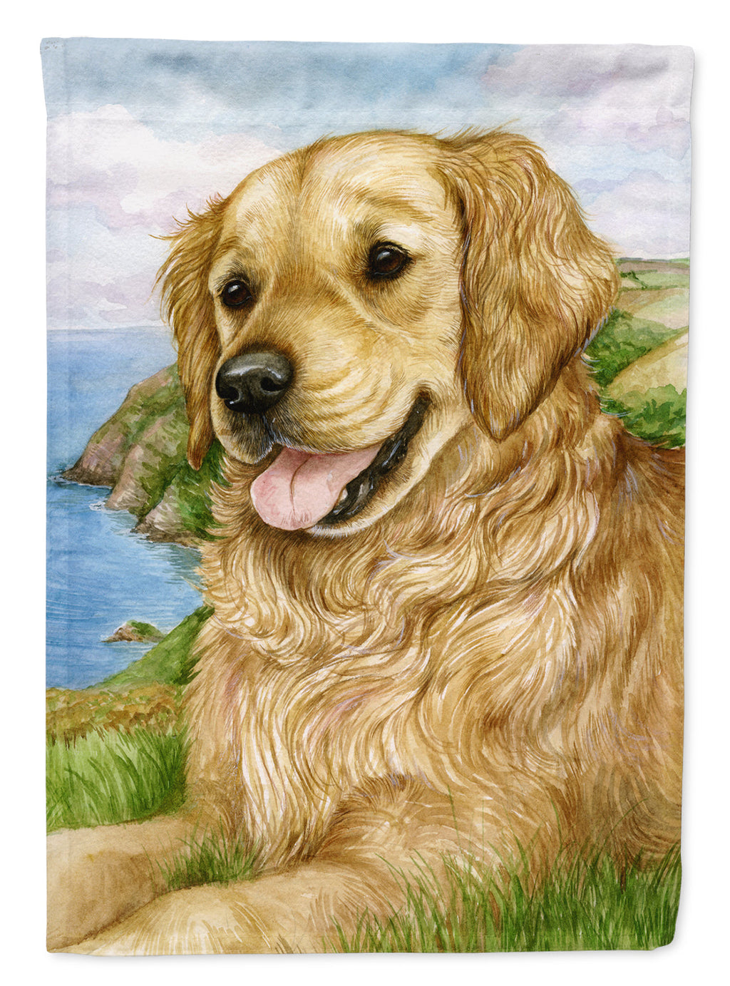 Golden Retriever by Debbie Cook House Flag 28x40 Porch Sleeve Pole Decorative Outside Yard Banner Artwork Wall Hanging, Polyester