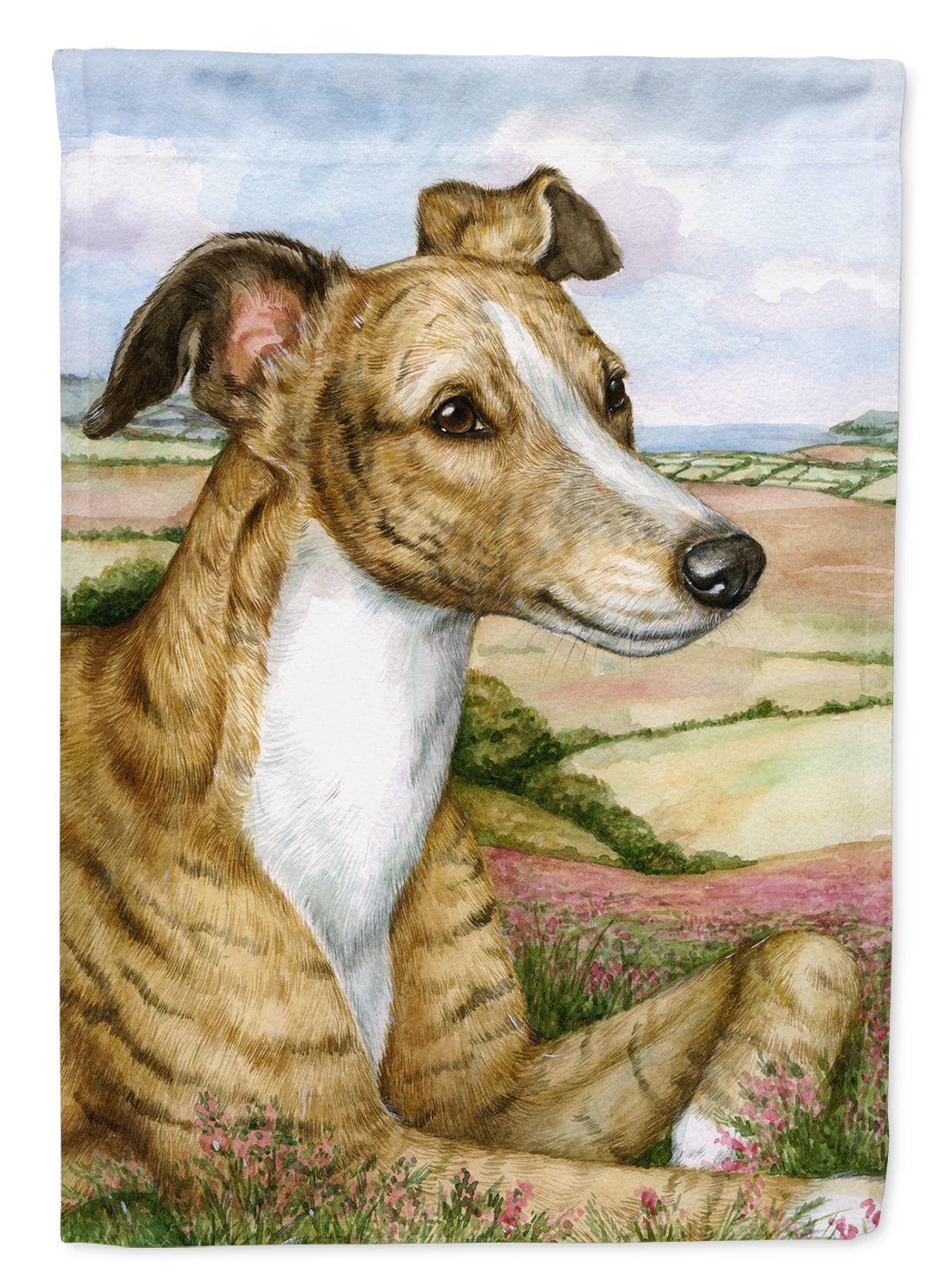 Lurcher by Debbie Cook House Flag 28x40 Porch Sleeve Pole Decorative Outside Yard Banner Artwork Wall Hanging, Polyester