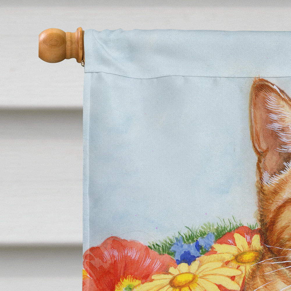Ginger Cat In Pot by Debbie Cook House Flag 28x40 Porch Sleeve Pole Decorative Outside Yard Banner Artwork Wall Hanging, Polyester