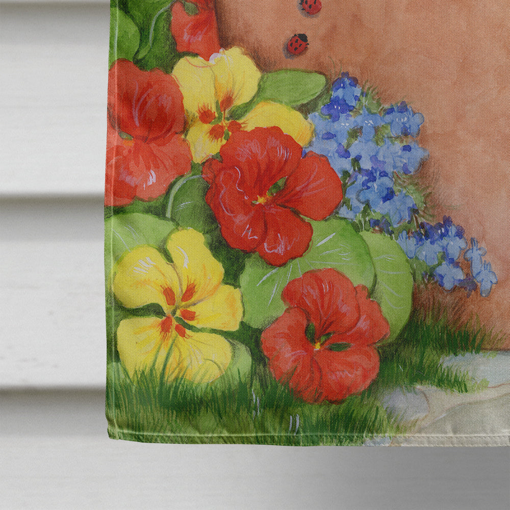 Ginger Cat In Pot by Debbie Cook House Flag 28x40 Porch Sleeve Pole Decorative Outside Yard Banner Artwork Wall Hanging, Polyester