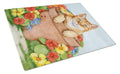 Ginger Cat In Pot by Debbie Cook Cutting Board Tempered Glass Kitchen Cutting Surface, Heat Resistant Chopping, Non-Slip Feet, Food Prep & Serving