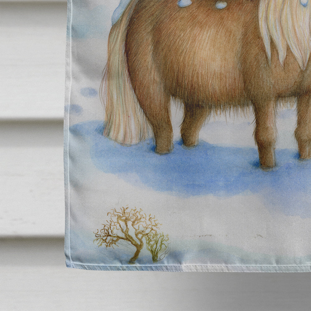 Feeding The Shetland Horse House Flag 28x40 Porch Sleeve Pole Decorative Outside Yard Banner Artwork Wall Hanging, Polyester