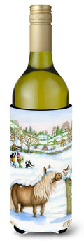 Feeding The Shetland Horse Wine Bottle Hugger Gift Sleeve for Standard 750 ml Bottles, Insulated Reusable Also Fits Mini Shot & Pint Bottles