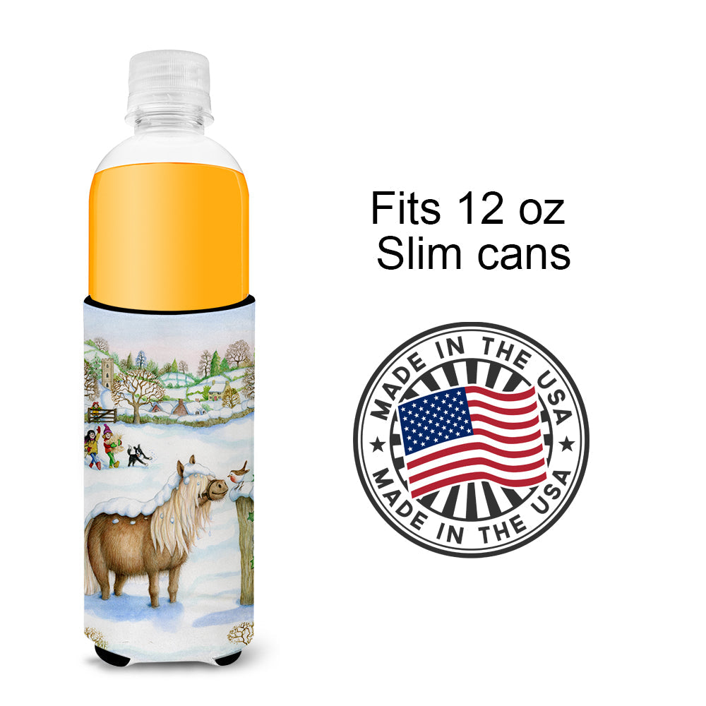 Feeding The Shetland Horse Slim Can Hugger , Insulated Foam Hugger for 12 oz Slim Cans, Beer Bottles & Water Bottles, Printed in USA
