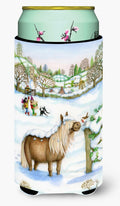 Feeding The Shetland Horse Tall Boy Hugger Can Cooler Sleeve Machine Washable Drink Collapsible Insulator Beverage Insulated Holder