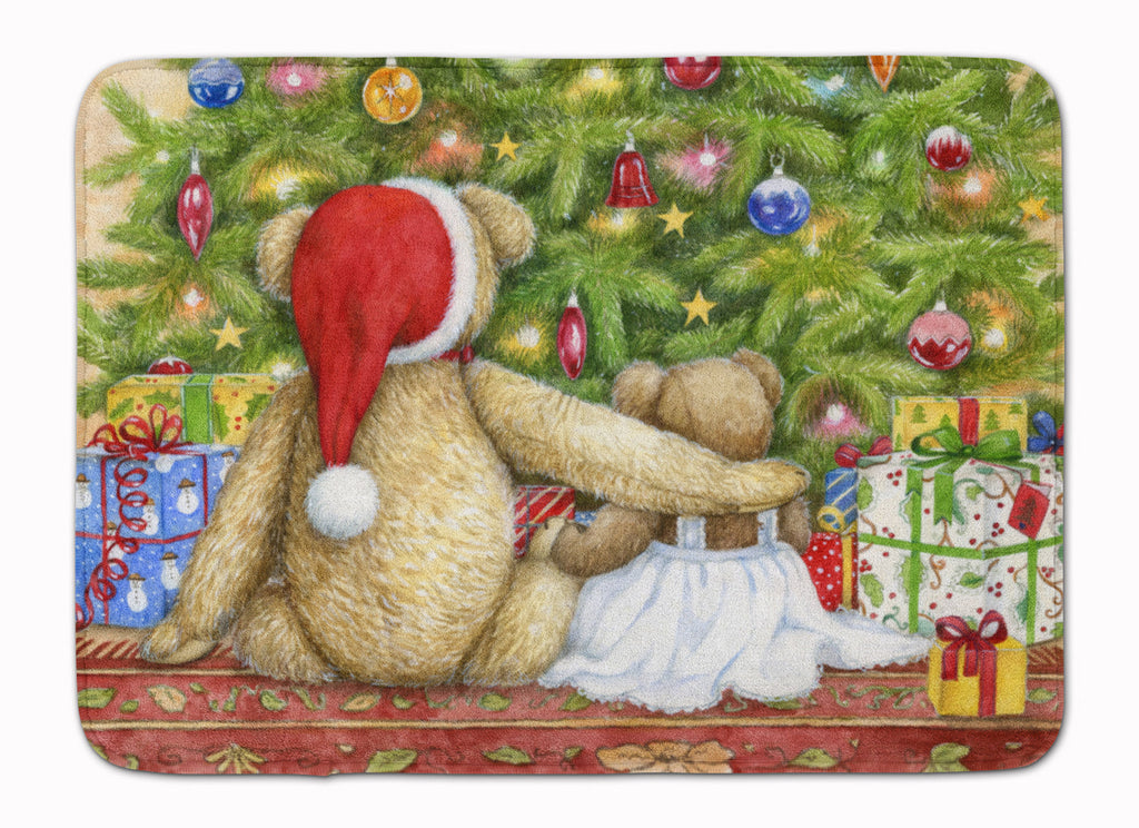 Christmas Teddy Bears with Tree Memory Foam Kitchen Mat Machine Washable Anti-Fatigue Cushion Comfort Bath or Kitchen Rug
