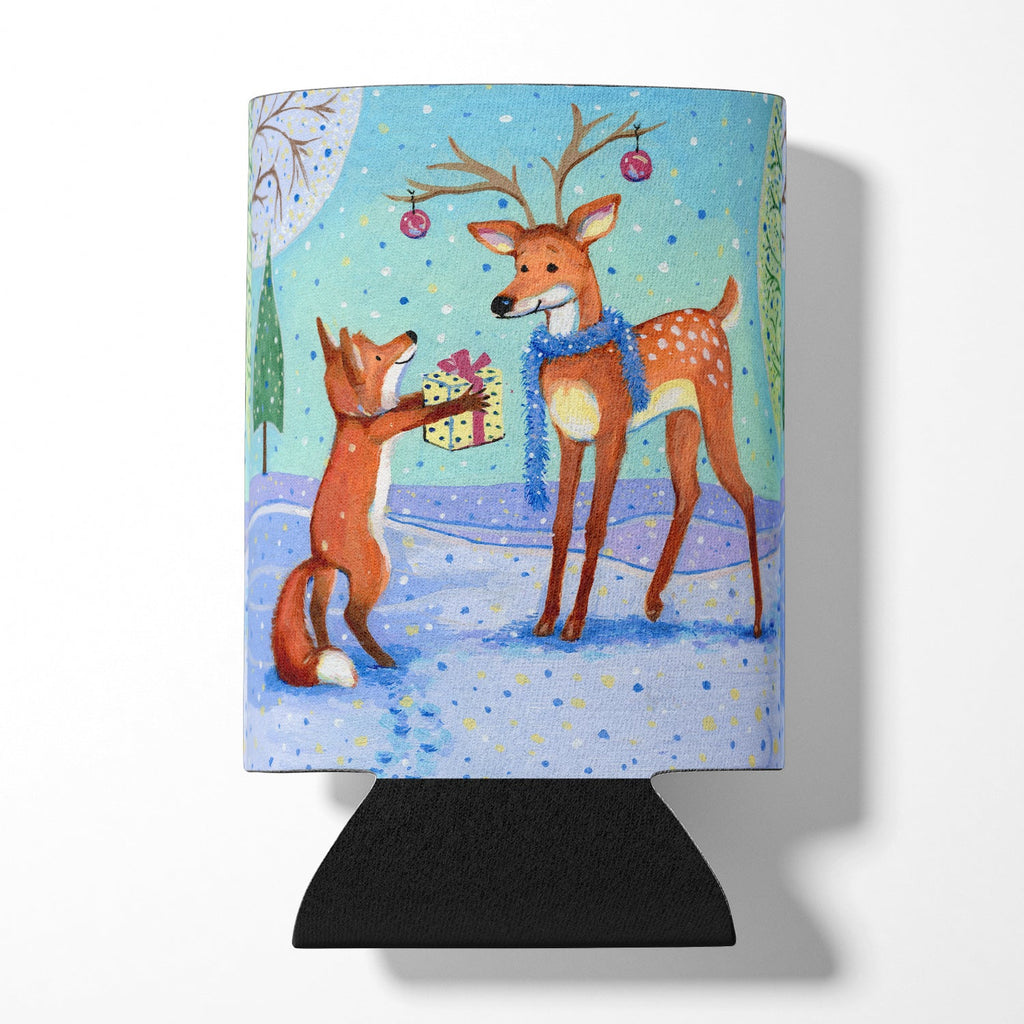 Christmas Present from the Fox Can or Bottle Hugger Cooler Sleeve for Standard 12 oz Cans, Insulated Foam Beer & Soda Can Hugger Reusable