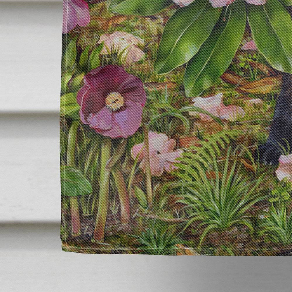Fox Waiting in Flowers House Flag 28x40 Porch Sleeve Pole Decorative Outside Yard Banner Artwork Wall Hanging, Polyester