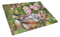 Fox Waiting in Flowers Cutting Board Tempered Glass Kitchen Cutting Surface, Heat Resistant Chopping, Non-Slip Feet, Food Prep & Serving