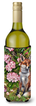 Fox Waiting in Flowers Wine Bottle Hugger Gift Sleeve for Standard 750 ml Bottles, Insulated Reusable Also Fits Mini Shot & Pint Bottles