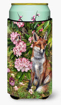 Fox Waiting in Flowers Tall Boy Hugger Can Cooler Sleeve Machine Washable Drink Collapsible Insulator Beverage Insulated Holder
