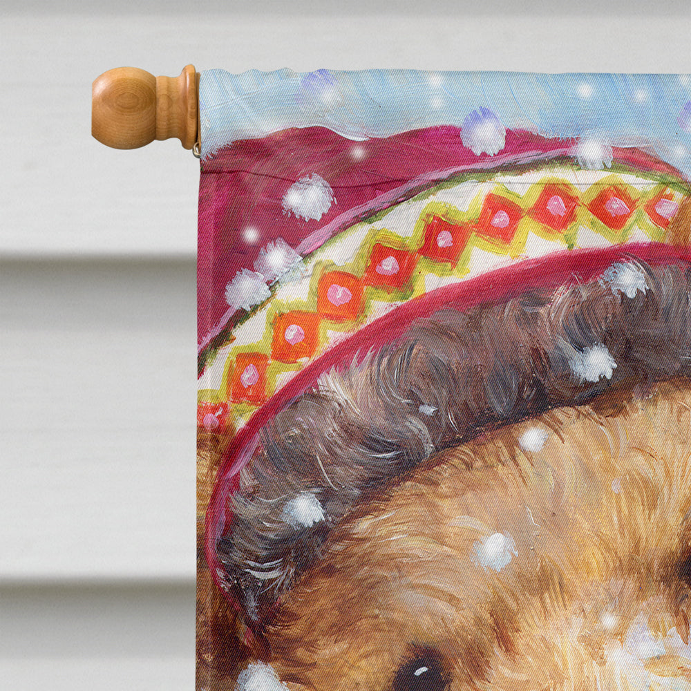 Winter Snow Teddy Bears House Flag 28x40 Porch Sleeve Pole Decorative Outside Yard Banner Artwork Wall Hanging, Polyester