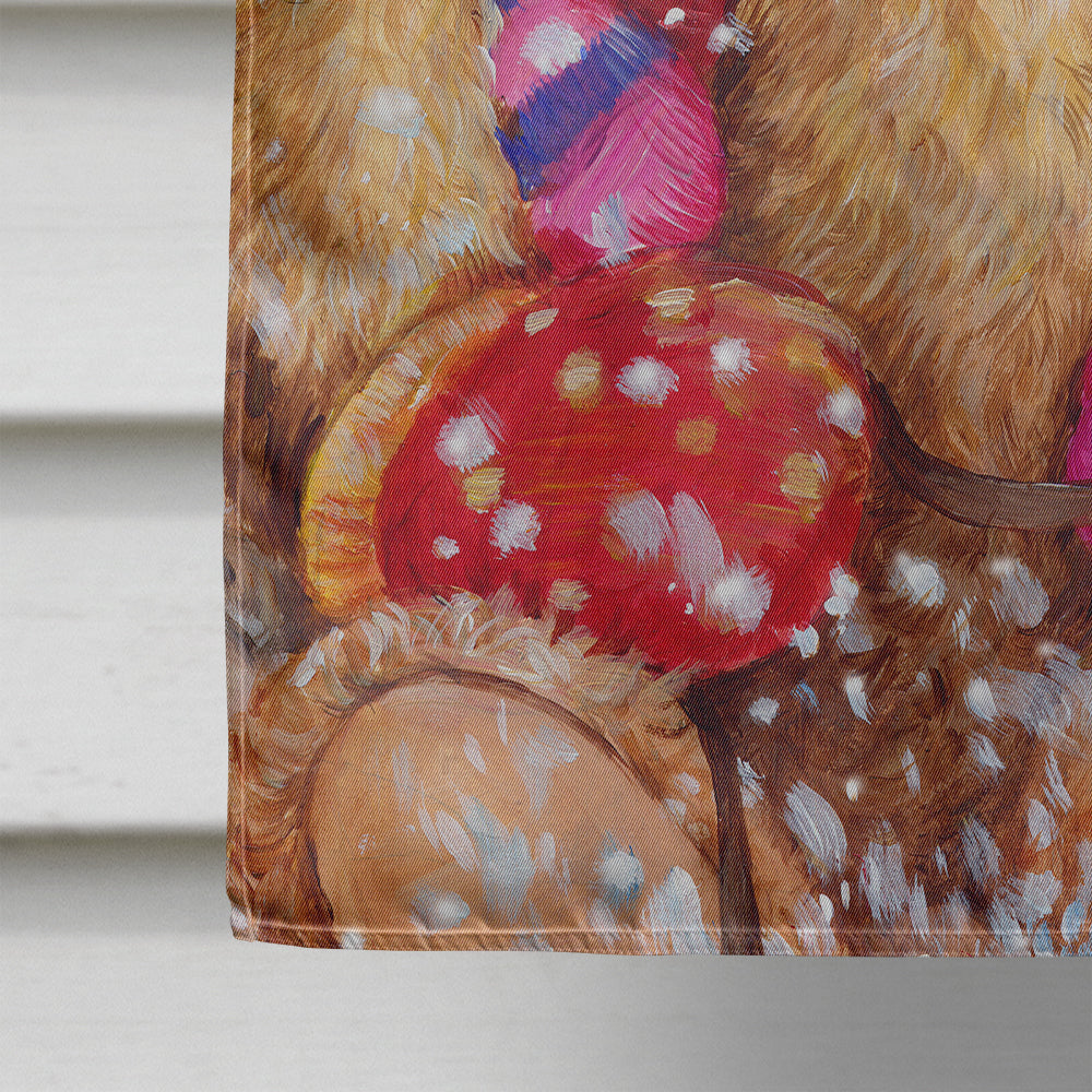 Winter Snow Teddy Bears House Flag 28x40 Porch Sleeve Pole Decorative Outside Yard Banner Artwork Wall Hanging, Polyester