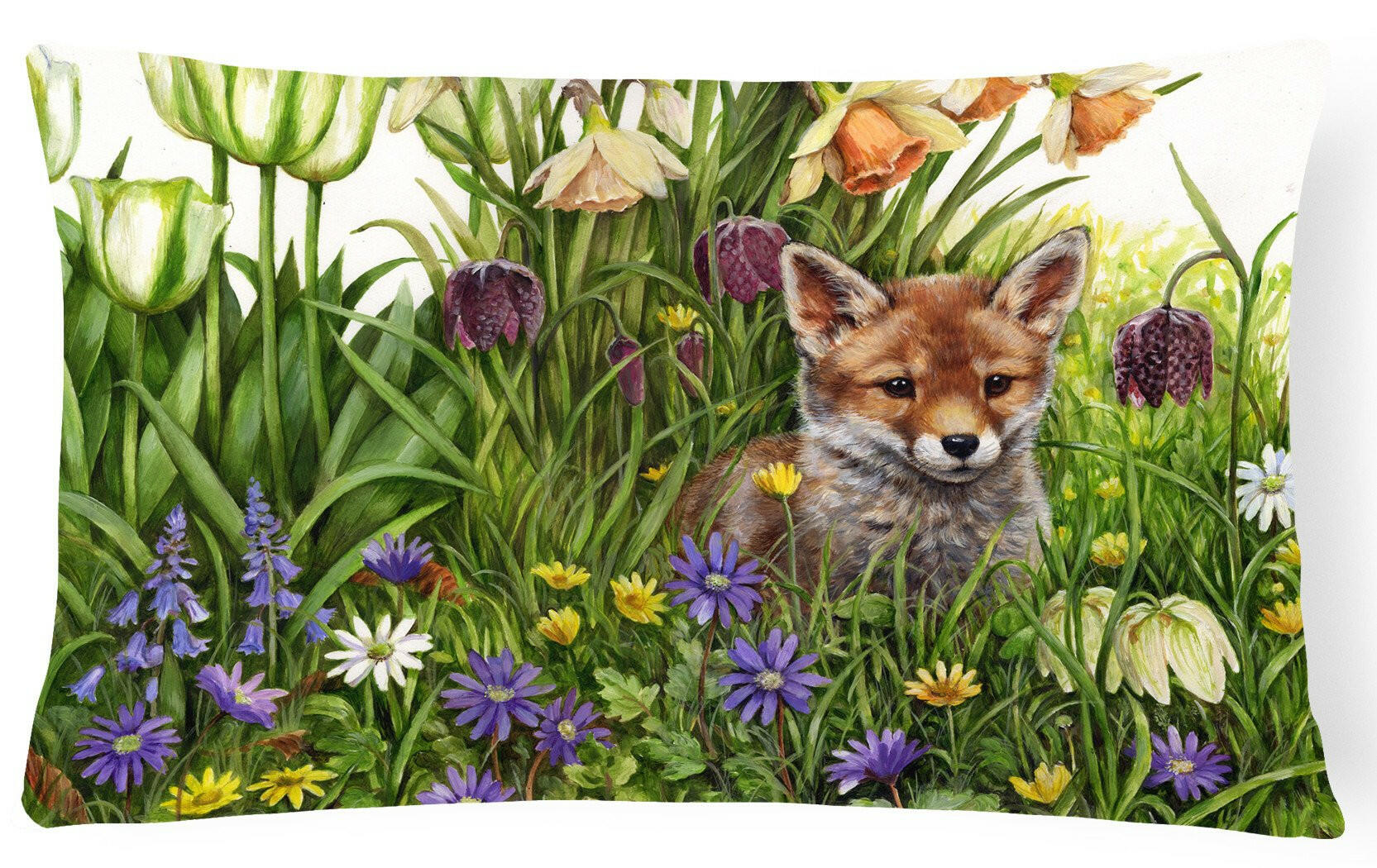 April Fox by Debbie Cook Decorative Throw Pillow 12x16 Indoor Outdoor Accent Cushion, Fabric Cover with Insert for Sofa, Bed, Porch & Living Room
