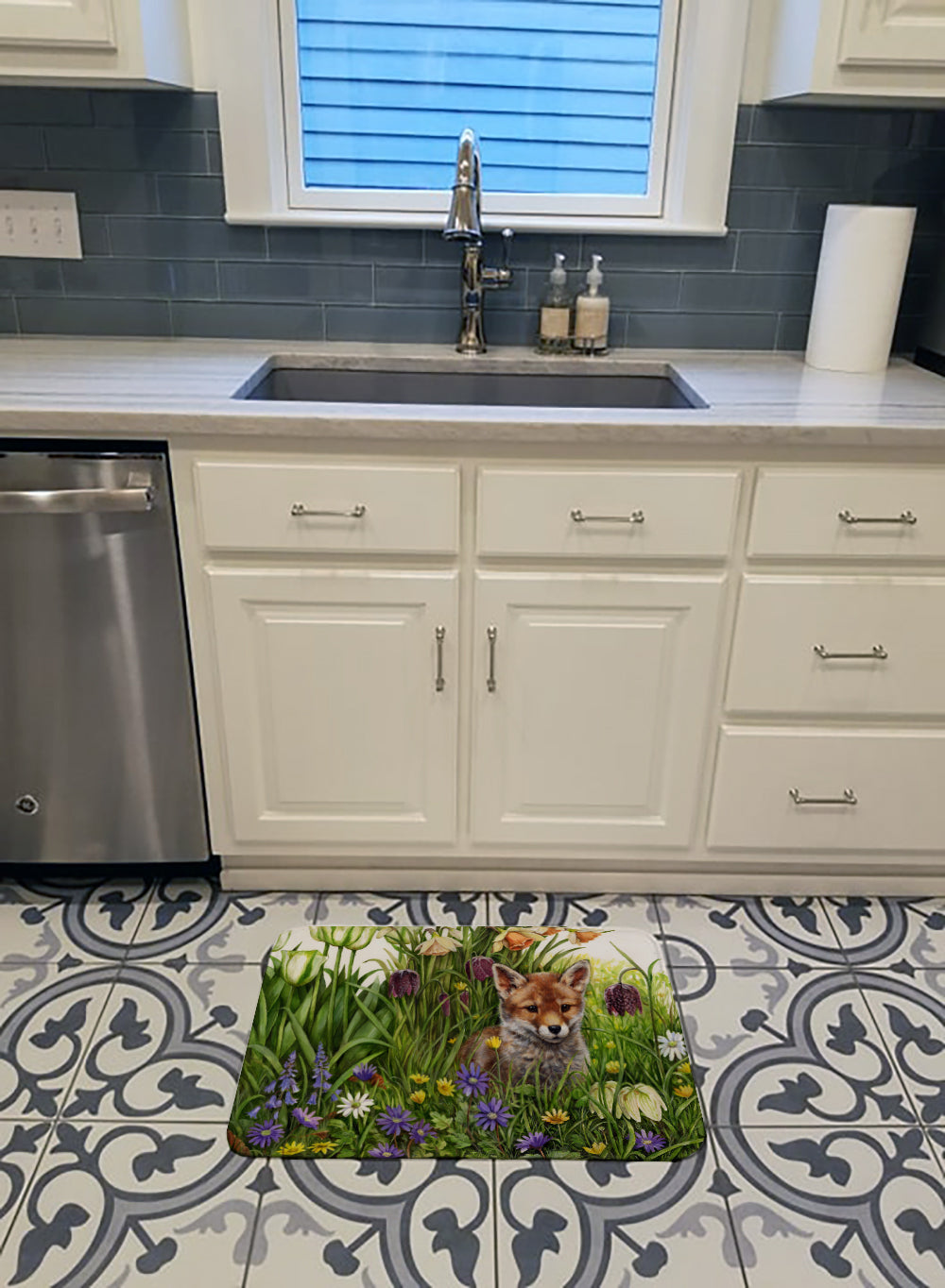 April Fox by Debbie Cook Memory Foam Kitchen Mat Machine Washable Anti-Fatigue Cushion Comfort Bath or Kitchen Rug