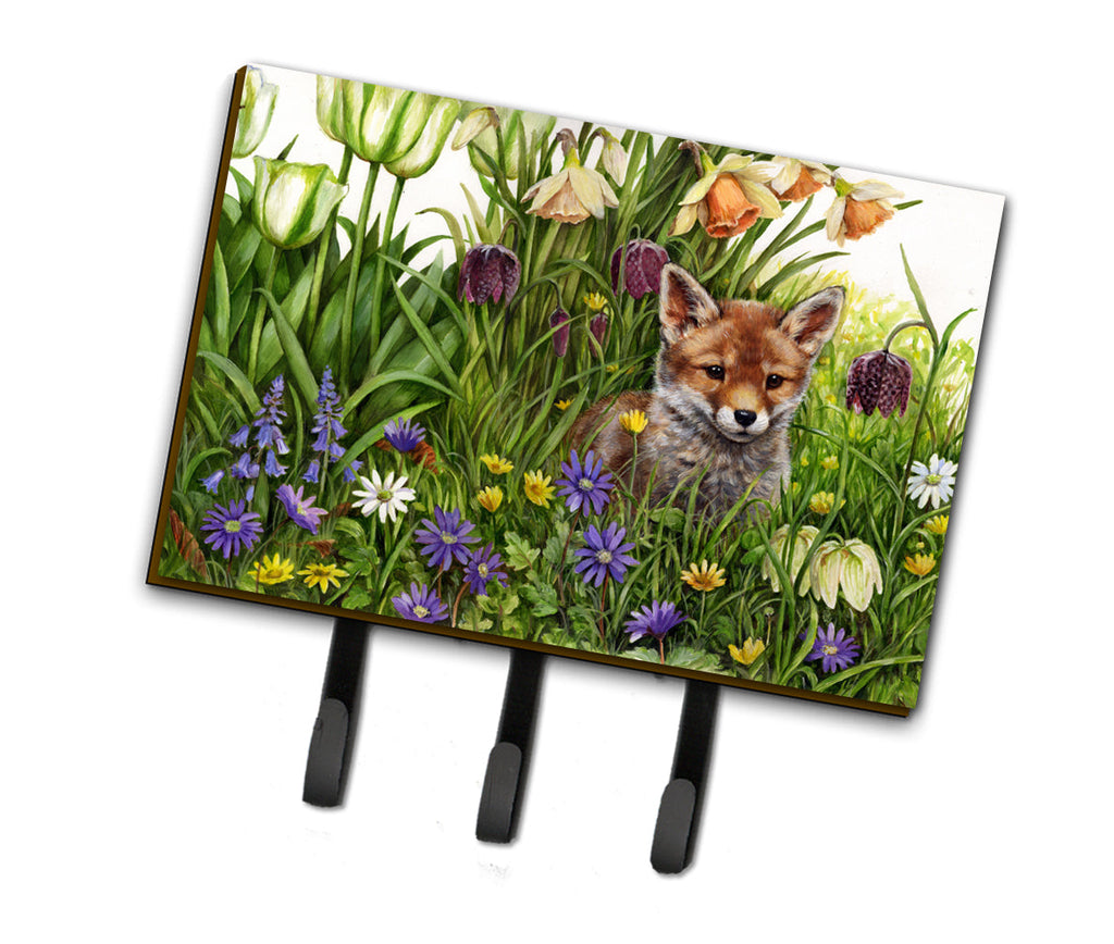 April Fox by Debbie Cook Leash or Key Holder Wall Hooks, Coat Rack Wall Mount, for Hanging Keys, Towels, Aprons, Leashes