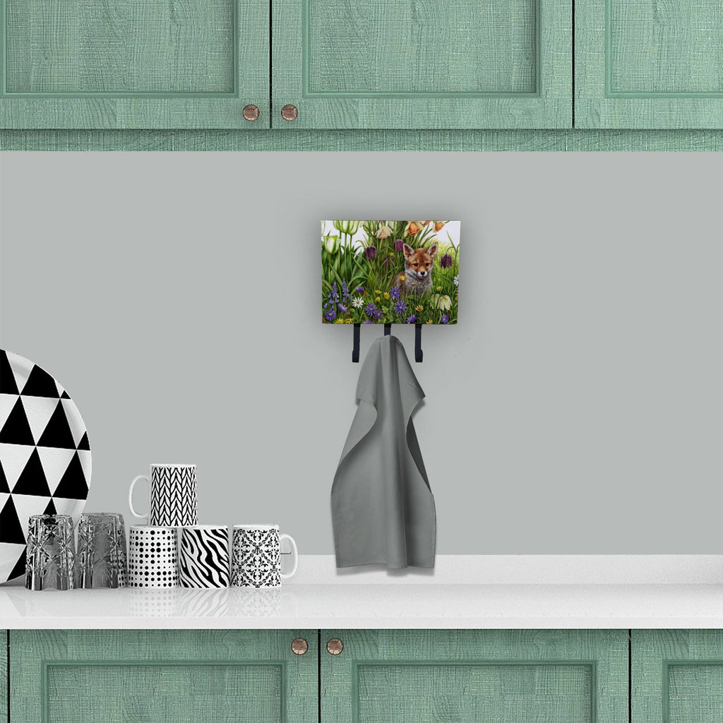 April Fox by Debbie Cook Leash or Key Holder Wall Hooks, Coat Rack Wall Mount, for Hanging Keys, Towels, Aprons, Leashes