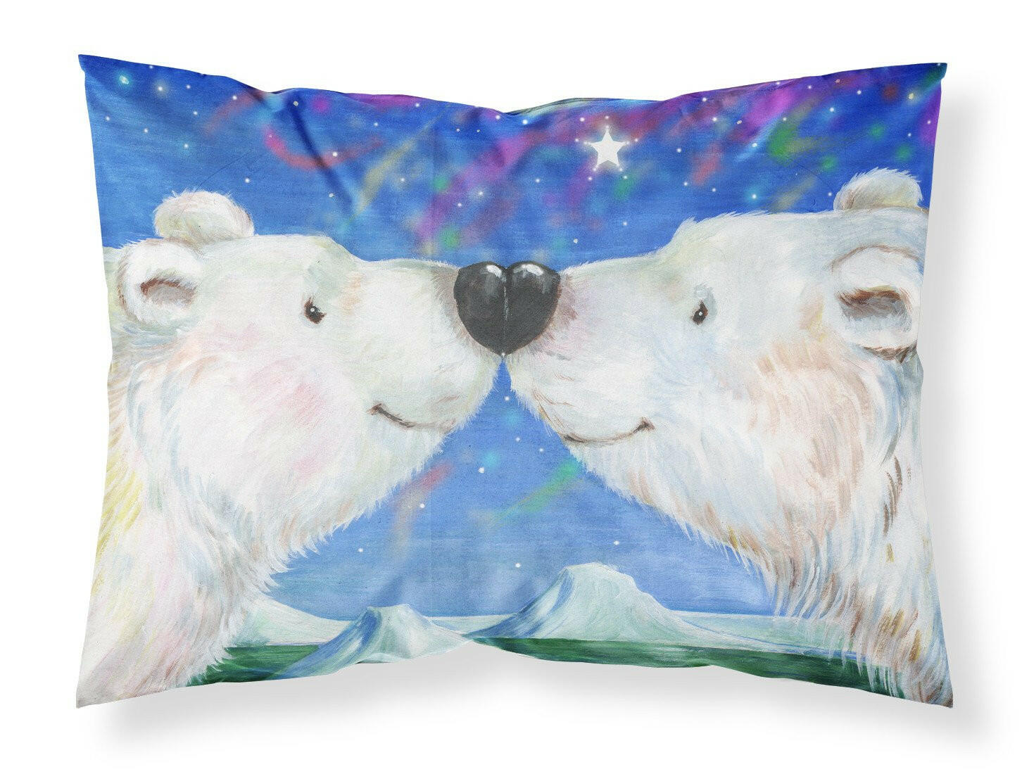Polar Bears Polar Kiss by Debbie Cook Standard Pillowcase Lightweight Super Soft Easy Care Decorative Artwork Pillowcase, Standard