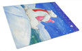 Polar Bear with Hot Water Bottle Cutting Board Tempered Glass Kitchen Cutting Surface, Heat Resistant Chopping, Non-Slip Feet, Food Prep & Serving