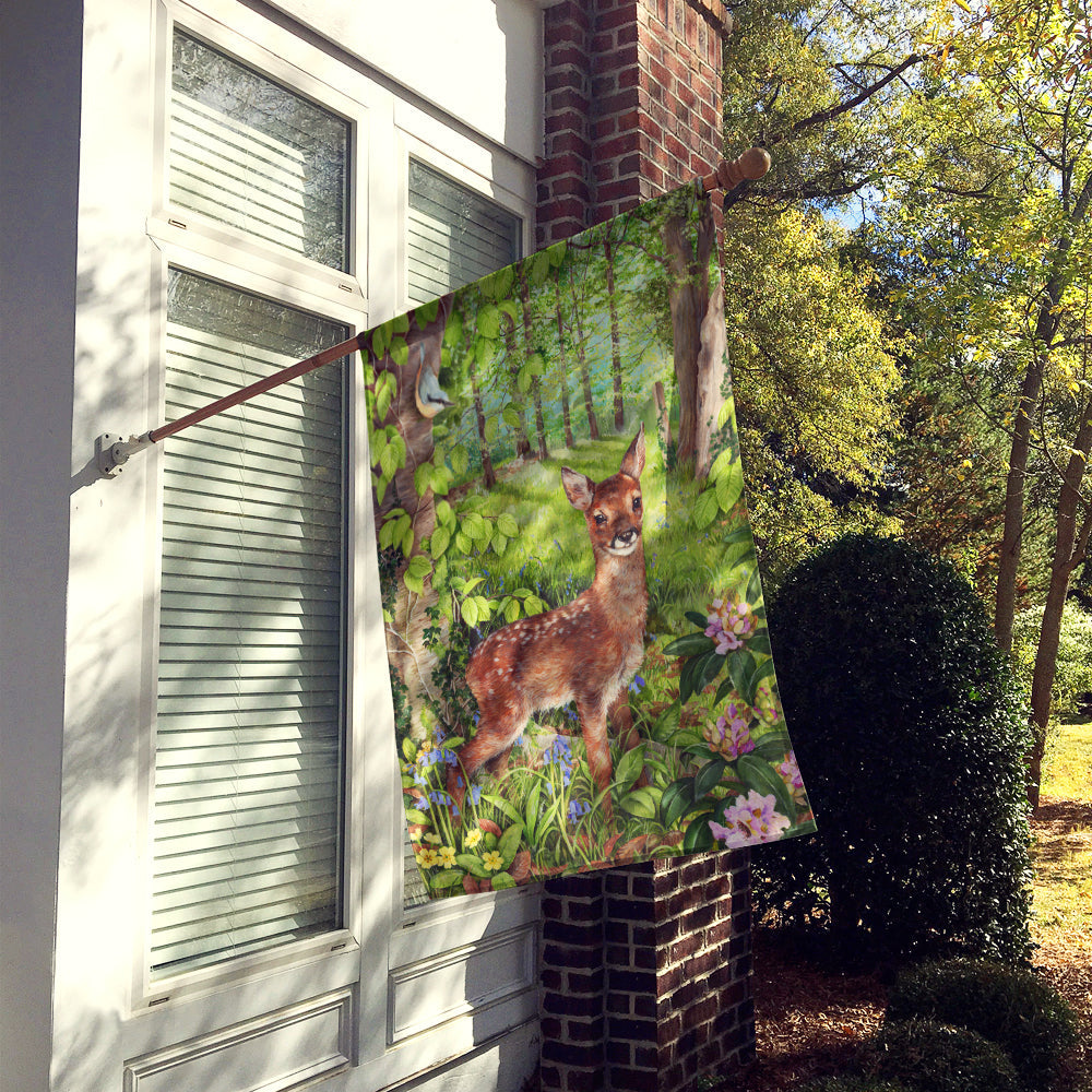 European Roe Deer Fawn House Flag 28x40 Porch Sleeve Pole Decorative Outside Yard Banner Artwork Wall Hanging, Polyester